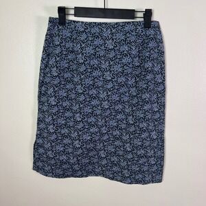Gap Factory Store Navy Blue Floral Stretch Cotton Pencil Skirt Size 6